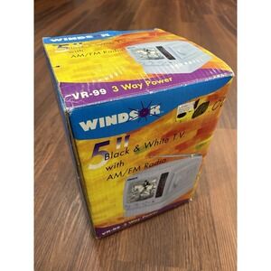 Windsor Portable 5" Black And White TV / AM FM Radio VR-99
